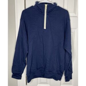 Solid And Striped Men's 1/4 Zip Pullover‎ Sweater Navy Blue Size Large *read*